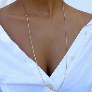 1.2 mm Box Chain Necklace, 18k Gold Filled Box Chain, Minimalist Gold Filled Jewelry, Gold Layering Necklace
