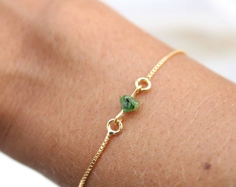 Adjustable Peridot Bracelet, Dainty Crystal, 18K Gold Filled Jewelry, August Birthstone, August Birthday Gift