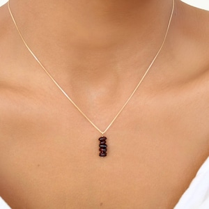 Garnet Necklace, Genuine Crystal, 18k Gold Filled Chain, Bridesmaids Jewelry, January Birthday Gift