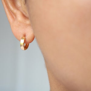 Mini Huggie Earrings, Gold Hoop Earrings, Modern Minimalist Earrings, Tiny Hoop Earrings, Hinged Huggies, Minimalist Trending Earrings image 3