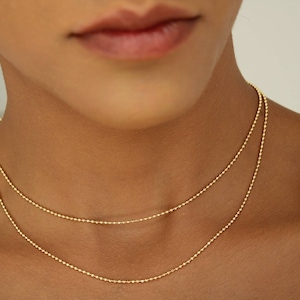 18k Gold Filled Beaded Chain: Diamond Cut Ball Bead Necklace