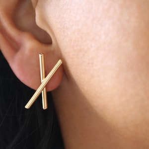 Gold X Stud Earrings: 18k Gold-Filled Minimalist Jewelry