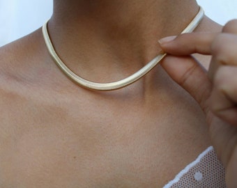 18k Gold Filled 5mm Flexible Herringbone Chain Necklace, Chunky Gold Chain, Accent Summer Jewelry, Gold Layering Necklace