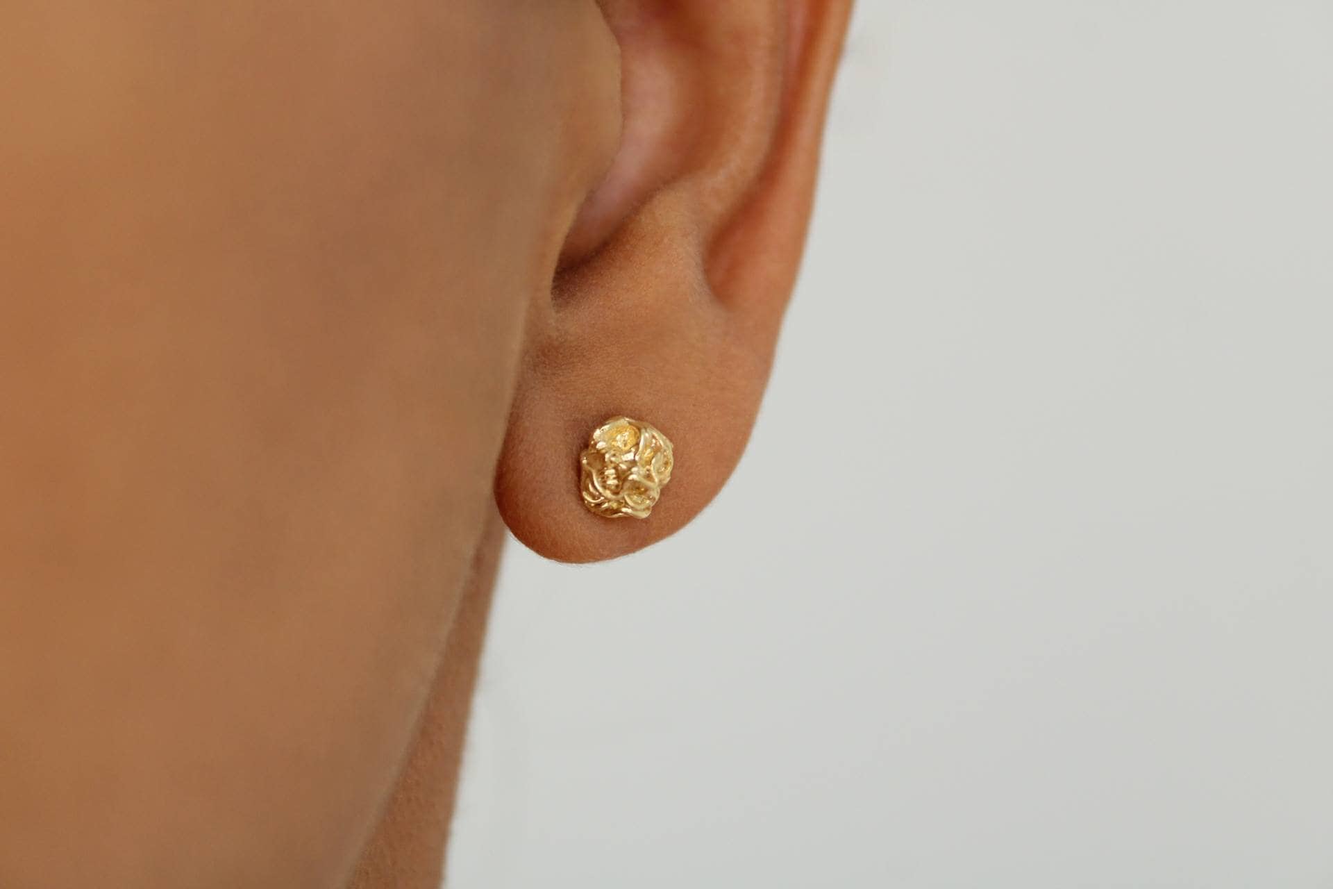 18K Gold Filled Nugget Stud Earrings: Minimalist Sphere