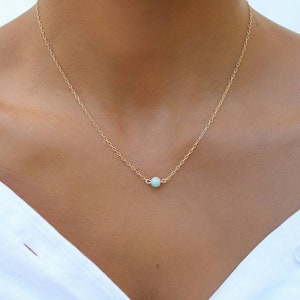 Tiny Larimar Necklace, Genuine Minimalist Crystal, 18K Gold Filled Chain, Bridesmaids Gift, Gift for her