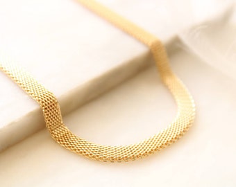 Braided Mesh Gold Chain Necklace, Mm Flexible Bismarck Chain