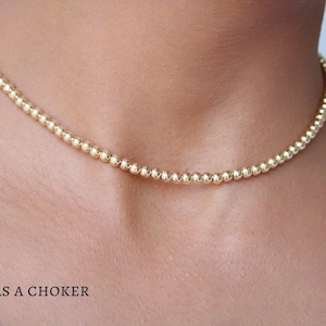 18k Gold Filled Beaded Chain Necklace: Minimalist Layering
