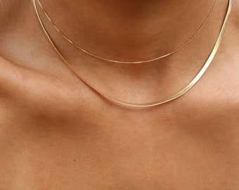 3 mm Herringbone Chain, 18k Gold Filled Snake Chain, Dainty Gold Herringbone Jewelry