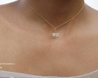 Clear Quartz Necklace, Genuine Clear Quartz  Necklace, Birthstone Jewelry, April Birthstone Necklace, Natural tiny Raw Clear Quartz Necklace