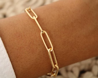 Gold Paper Clip Bracelet, 5 mm link bracelet, Everyday Jewelry, Elegant Trending Jewelry