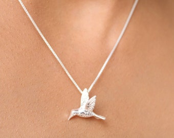 Humming Bird 925 Sterling Silver Necklace Dainty Minimalist Jewelry
