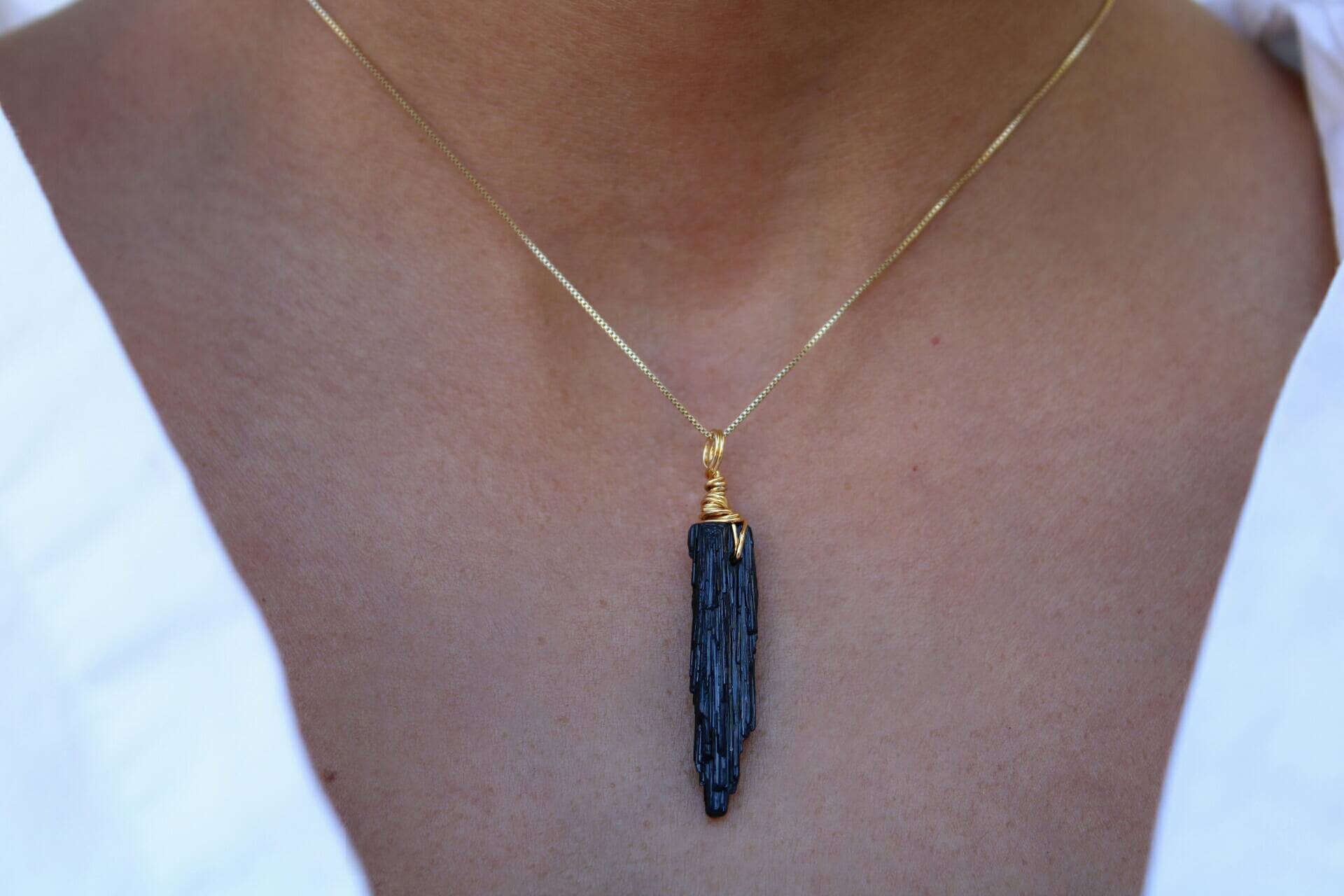 Black Tourmaline Necklace in 18k Gold Filled Raw Tourmaline Etsy