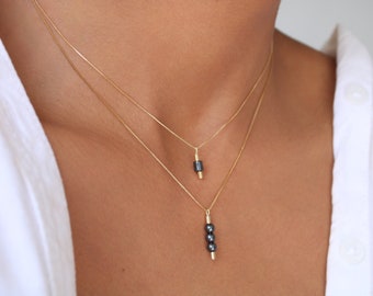 Dainty Hematite Gem 18k Gold Filled Layering Necklace