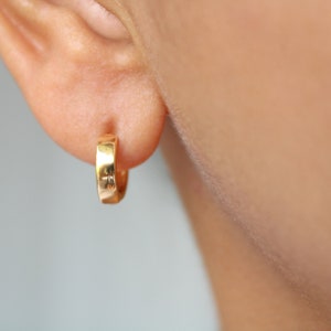 Mini Huggie Earrings, Gold Hoop Earrings, Modern Minimalist Earrings, Tiny Hoop Earrings, Hinged Huggies, Minimalist Trending Earrings image 1