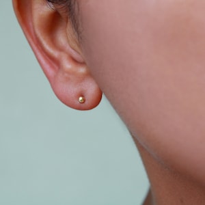 Waterproof 1.5mm Tiny Gold Ball Stud Earrings, Mini Stud Earrings, Pair of Ball Posts Stud Waterproof Minimalist Studs