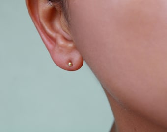 Waterproof 18K Brazilian Gold FilledBall Stud Earrings: 1.5 MM Waterproof Minimalist Studs