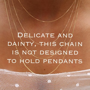 Water Resistant 18K Brazilian Gold Laminated Box Chain Necklace: Dainty Minimalist Layering 0.5 mm Chain image 7