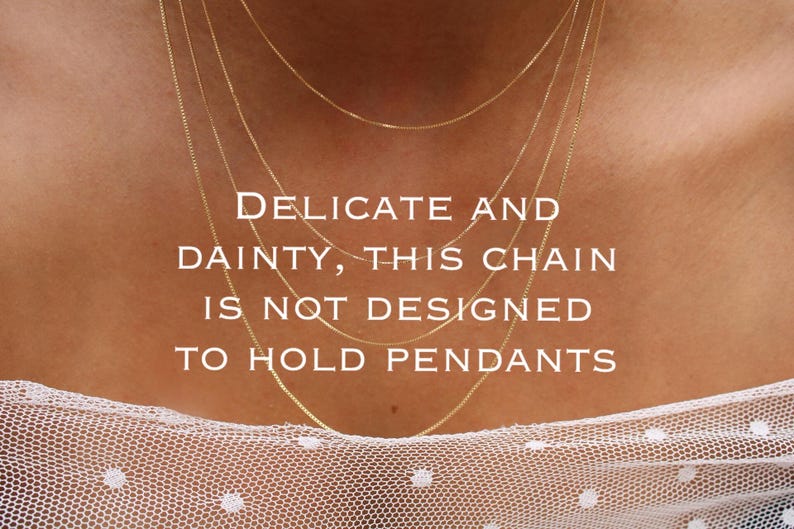 Water Resistant 18K Brazilian Gold Laminated Box Chain Necklace: Dainty Minimalist Layering 0.5 mm Chain image 7
