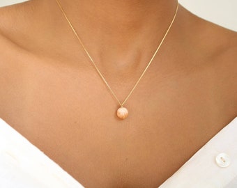 Sunstone Necklace, Genuine Minimalist Crystal, 18k Gold Filled Necklace, Dainty Gemstone Jewelry, Bridesmaids Gift