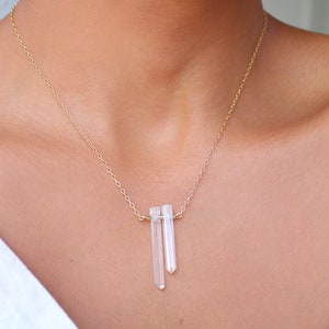 Clear Quartz Necklace, Genuine Clear Quartz  Necklace, Birthstone Jewelry, April Birthstone Necklace, Natural tiny Raw Clear Quartz Necklace