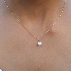 Dainty Pearl Necklace: 18k Gold-Filled Chain, June Birthstone