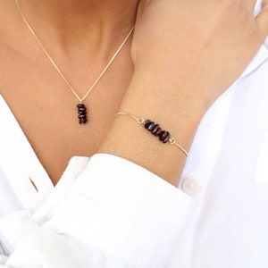 Garnet set of matching bracelet and necklace, January Garnet Jewelry, January Birthstone &#39;Jewelry