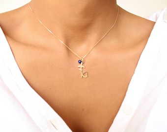 Dainty Gold Airplane Necklace: Lapis Lazuli Travel Jewelry