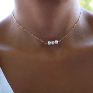 Tiny Pearl Necklace, Dainty Timeless Jewelry, June Birthstone Necklace, Gold Layering Necklace, Delicate Natural Pearl Necklace