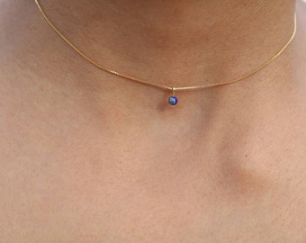 Dainty Lapis Lazuli Necklace: 18k Gold Filled Minimalist Jewelry