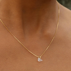Dainty Rose Quartz Necklace: 18k Gold-Filled Chain, Stone of Love