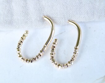 Gold Paper Clip Huggie Hoops: 18k Gold-Filled U-Link Earrings
