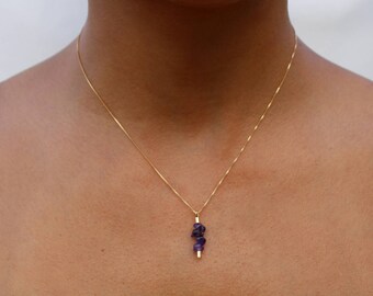 Collar delicado de citrino de noviembre, joyería con piedra natal, collar con piedras preciosas rellenas de oro de 18 quilates