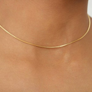1 mm box Chain necklace, 18k gold filled box chain, Dainty gold filled chain, minimalist necklace, chain choker, Gold Layering Necklace
