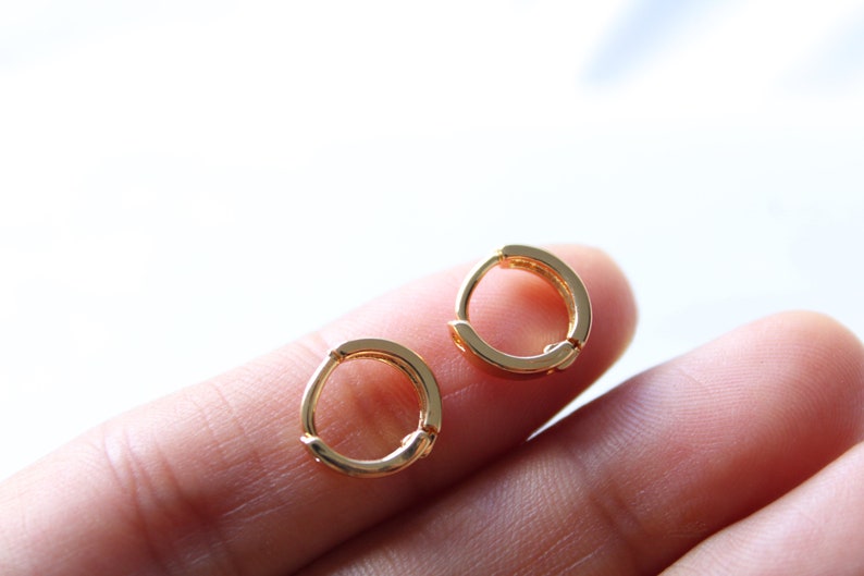 Mini Huggie Earrings, Gold Hoop Earrings, Modern Minimalist Earrings, Tiny Hoop Earrings, Hinged Huggies, Minimalist Trending Earrings image 5