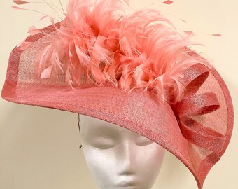 Pink Fascinator with Stunning Feather!