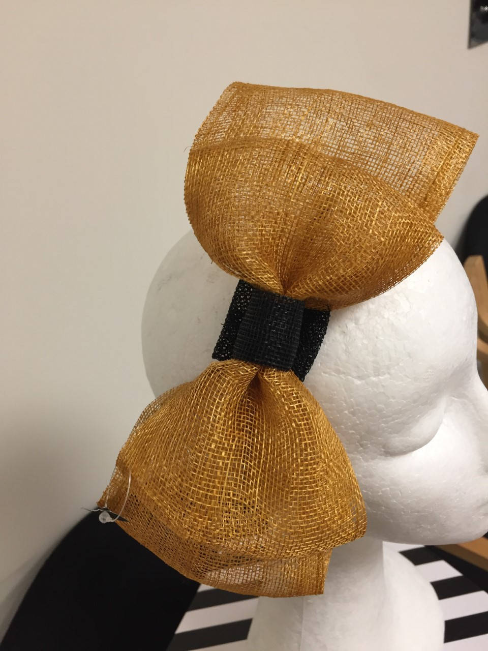 Gold double layered bow fascinator with black centre perfect Etsy