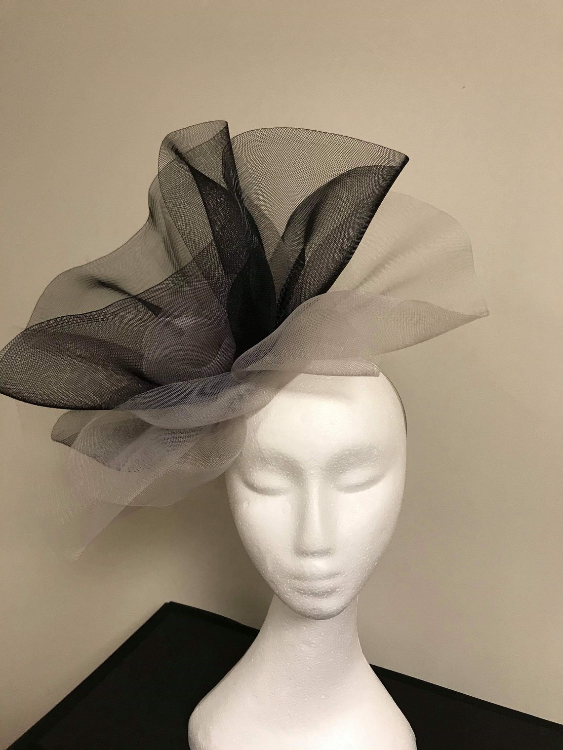 Large Black and Grey Fascinator Etsy