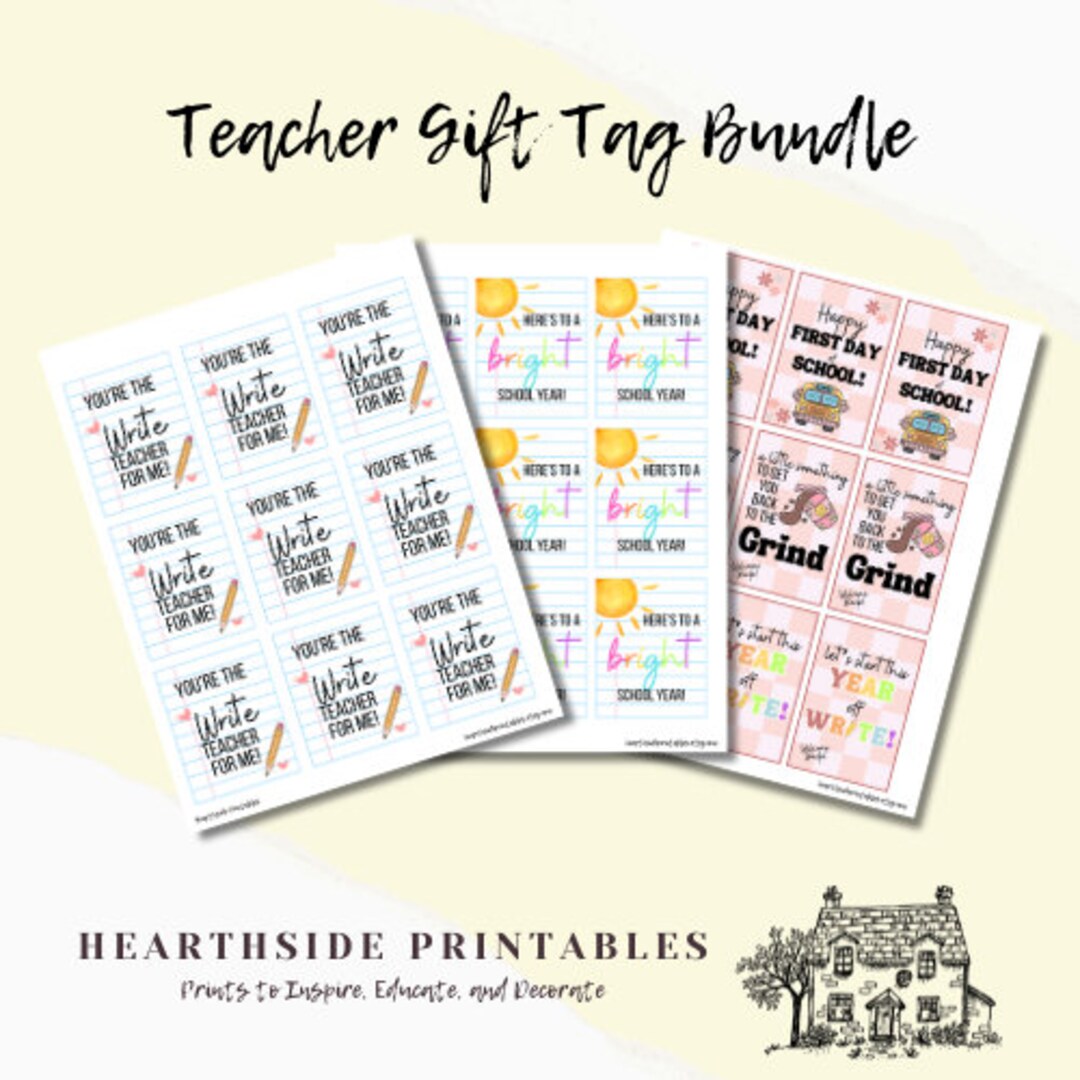 Back to School Teacher Gift Tag Bundle - Teacher Gifts, Printables - Etsy