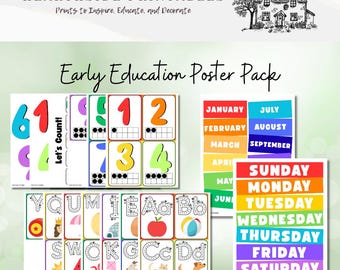 Early Education Printable Poster Pack - Rainbow, Homeschool, Preschool, Elementary, Classroom Decor