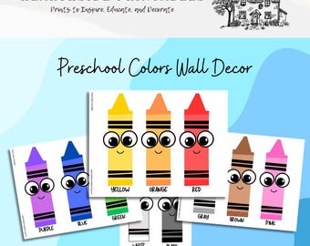 Preschool Crayon Color Wall Decor Printable -- Homeschool, Preschool, Early Learning, Education Printables