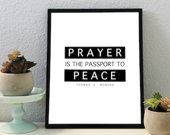 Peace Print, Black and White, Poster, Minimalist Print, Printable Poster, Thomas S Monson, Dorm Decor, Wall Art, LDS quote, LDS print, YW