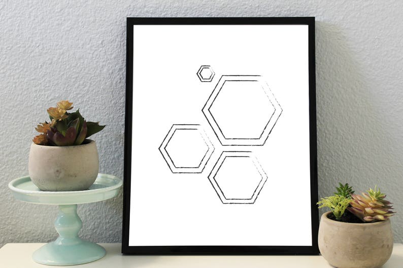 Honeycomb Print, Black and White, Poster, Minimalist Print, Printable ...