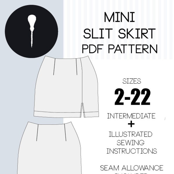 Mini Jupe avec Fente Patron PDF Pattern Mini slit skirt.