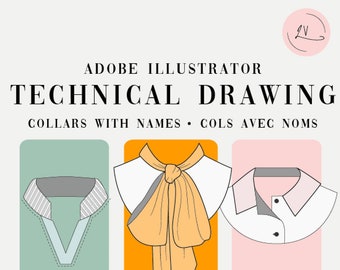 43 Technical drawing of collars Adobe Illustrator.