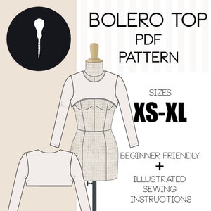 Bolero top sewing pattern PDF.