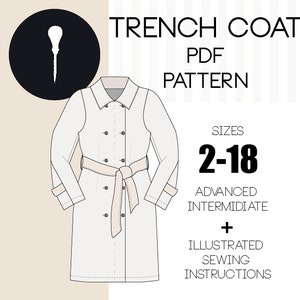 Trench Coat PDF sewing pattern.