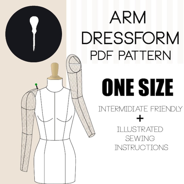 Bras de moulage patron PDF pattern dress-form arm for mannequin.