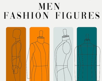11 Männer Mannequin Illustrationen PDF digitaler Download.