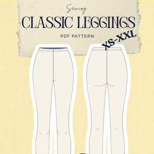 Classic Leggings Sewing Pattern PDF | High Waist | Yoga & Activewear Leggings | Stretch Knit Pants Pattern | Instant Download | Bilingual