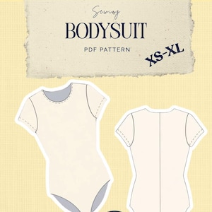 Mönster för kortärmad bodysuit i PDF-format | Mönster för stretchbody | Gör-det-själv-figursydd bodysuit | Direkt nedladdning | Tvåspråkig